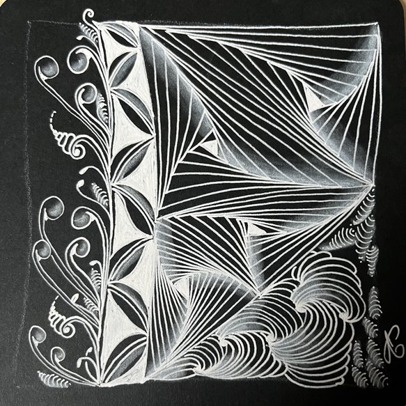 weiße Linien und Schattierungen auf schwarzem Untergrund